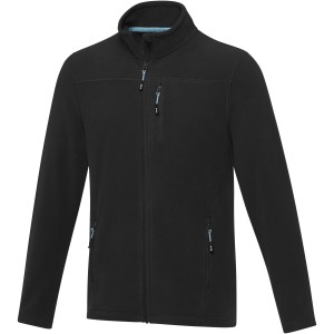 Elevate Amber men's GRS recycled full zip fleece jacket, Solid black