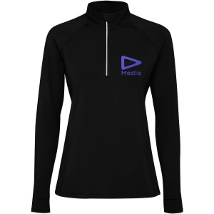 Estambul long sleeve women's half zip sweatshirt, Solid black (Pullovers)