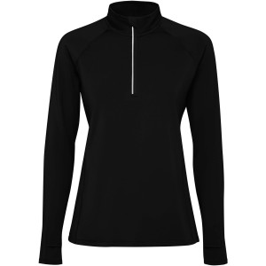 Estambul long sleeve women's half zip sweatshirt, Solid black (Pullovers)