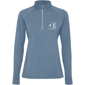Estambul long sleeve women's half zip sweatshirt, Storm blue (Pullovers)