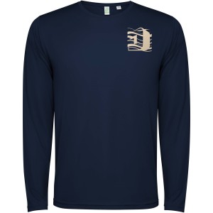 Estoril long sleeve unisex t-shirt, Navy Blue (T-shirt, mixed fiber, synthetic)