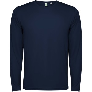 Estoril long sleeve unisex t-shirt, Navy Blue (T-shirt, mixed fiber, synthetic)
