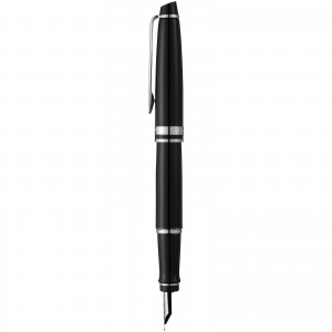 Expert classically designed fountain pen, solid black,Chrome (Fountain-pen, rollerball)