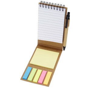 Flipper sticky notepad with ballpoint pen (black ink), Natur (Sticky notes)