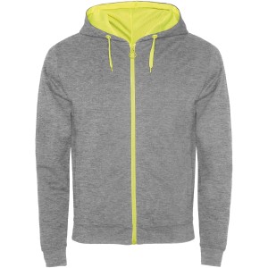 Fuji unisex sweat jacket, Heather grey, Fluor Yellow (Pullovers)