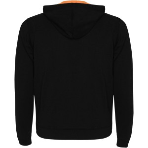 Fuji unisex sweat jacket, Solid black, Fluor Orange (Pullovers)