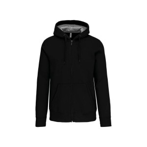 FULL ZIP HOODED SWEATSHIRT, Black (Pullovers)