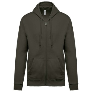 FULL ZIP HOODED SWEATSHIRT, Dark Khaki