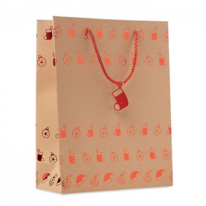 Gift paper bag with pattern, red (Pouches, paper bags, carriers)