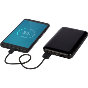 Gleam 5000 mAh ultra slim light-up power bank, Solid black (Powerbanks)