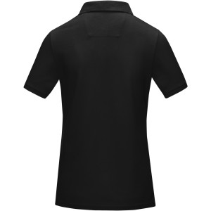 Graphite short sleeve women's GOTS organic polo, Solid black (Polo shirt, 90-100% cotton)