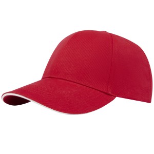 Topaz 6 panel GRS recycled sandwich cap, Red (Hats)