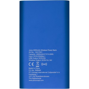 Juice 4000mAh wireless powerbank, Royal blue (Powerbanks)