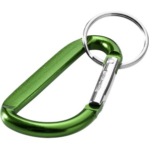 Timor recycled aluminium carabiner keychain, Green (Keychains)