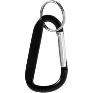 Timor recycled aluminium carabiner keychain, Solid black (Keychains)