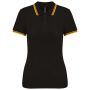 LADIE'S 2 STRIPED SHORT SLEEVED POLOSHIRT, Black/Yellow