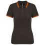 LADIE'S 2 STRIPED SHORT SLEEVED POLOSHIRT, Dark Grey/Orange