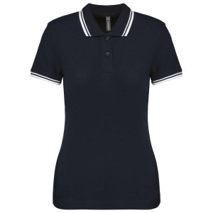 LADIE'S 2 STRIPED SHORT SLEEVED POLOSHIRT, Navy/White (Polo shirt, 90-100% cotton)