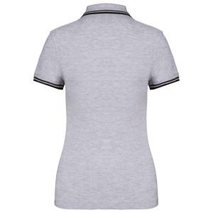 LADIE'S 2 STRIPED SHORT SLEEVED POLOSHIRT, Oxford Grey/Black (Polo shirt, 90-100% cotton)