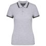 LADIE'S 2 STRIPED SHORT SLEEVED POLOSHIRT, Oxford Grey/Black