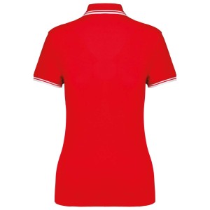 LADIE'S 2 STRIPED SHORT SLEEVED POLOSHIRT, Red/White (Polo shirt, 90-100% cotton)