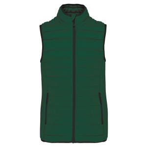 LADIES' LIGHTWEIGHT SLEEVELESS FAKE DOWN JACKET, Forest Green (Vests)