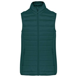 LADIES' LIGHTWEIGHT SLEEVELESS FAKE DOWN JACKET, Mineral Green (Vests)