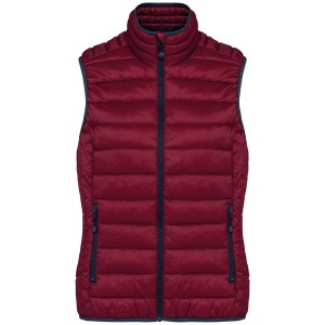 LADIES' LIGHTWEIGHT SLEEVELESS FAKE DOWN JACKET, Wine (Vests)