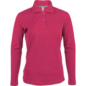 LADIES' LONG-SLEEVED POLO SHIRT, Fuchsia (Long-sleeved shirt)