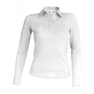 LADIES' LONG-SLEEVED POLO SHIRT, White (Long-sleeved shirt)