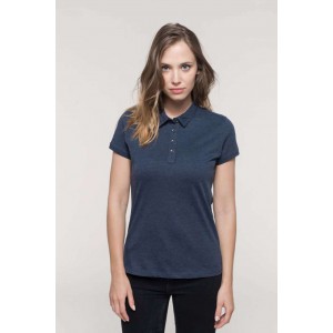 LADIES' SHORT SLEEVED JERSEY POLO SHIRT, French Navy Heather (Polo shirt, 90-100% cotton)