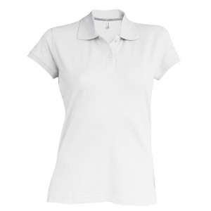 LADIES' SHORT-SLEEVED POLO SHIRT, White (Polo shirt, 90-100% cotton)