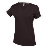 LADIES' SHORT-SLEEVED V-NECK T-SHIRT, Chocolate (KA381CO)