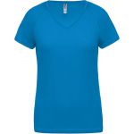 LADIES? V-NECK SHORT SLEEVE SPORTS T-SHIRT, Aqua Blue (PA477AQB)