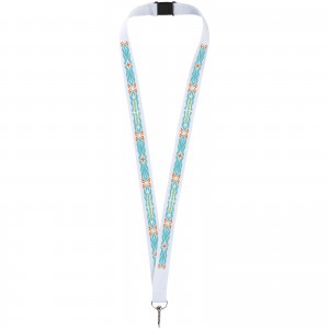 Lago lanyard with break-away closure, White (Lanyard, armband, badge holder)