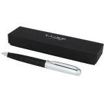 Leathered ballpoint pen, solid black,Silver (10721600)