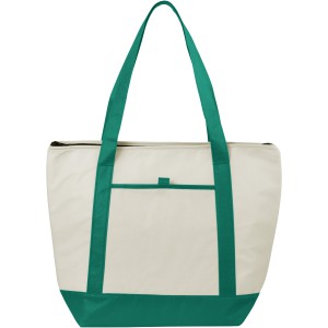 Lighthouse non-woven cooler tote, Natural,Green (Cooler bags)