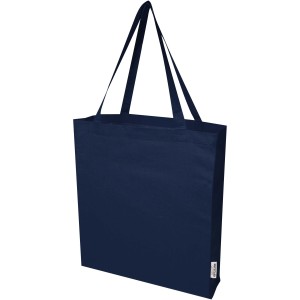 Madras 140 g/m2 GRS recycled cotton gusset tote bag, Navy (Shopping bags)