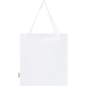 Madras 140 g/m2 GRS recycled cotton gusset tote bag, White (Shopping bags)