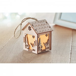 MDF house with light, Wood (Decorations)