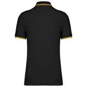 MEN'S 2 STRIPED SHORT SLEEVED POLOSHIRT, Black/Yellow (Polo shirt, 90-100% cotton)