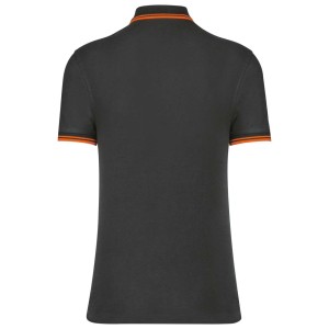 MEN'S 2 STRIPED SHORT SLEEVED POLOSHIRT, Dark Grey/Orange (Polo shirt, 90-100% cotton)