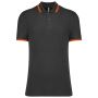 MEN'S 2 STRIPED SHORT SLEEVED POLOSHIRT, Dark Grey/Orange