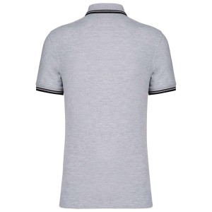 MEN'S 2 STRIPED SHORT SLEEVED POLOSHIRT, Oxford Grey/Black (Polo shirt, 90-100% cotton)