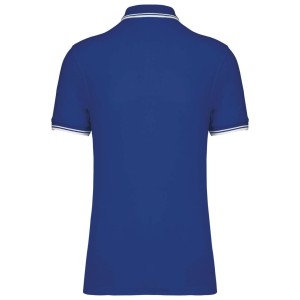 MEN'S 2 STRIPED SHORT SLEEVED POLOSHIRT, Royal Blue/White (Polo shirt, 90-100% cotton)