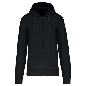 MEN'S ECO-FRIENDLY HOODED SWEATSHIRT WITH ZIP FASTENING, Black