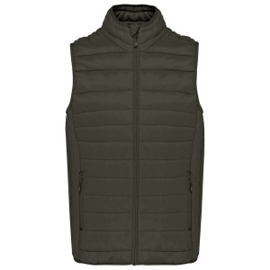 MEN?S LIGHTWEIGHT SLEEVELESS FAKE DOWN JACKET, Dark Khaki (Vests)