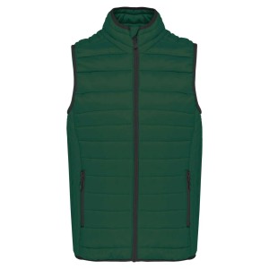 MEN?S LIGHTWEIGHT SLEEVELESS FAKE DOWN JACKET, Forest Green (Vests)