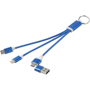 Metal 4-in-1 recycled aluminium charging cable with keychain (Eletronics cables, adapters)