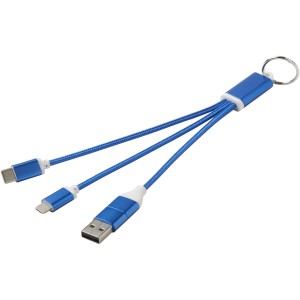 Metal 4-in-1 recycled aluminium charging cable with keychain (Eletronics cables, adapters)